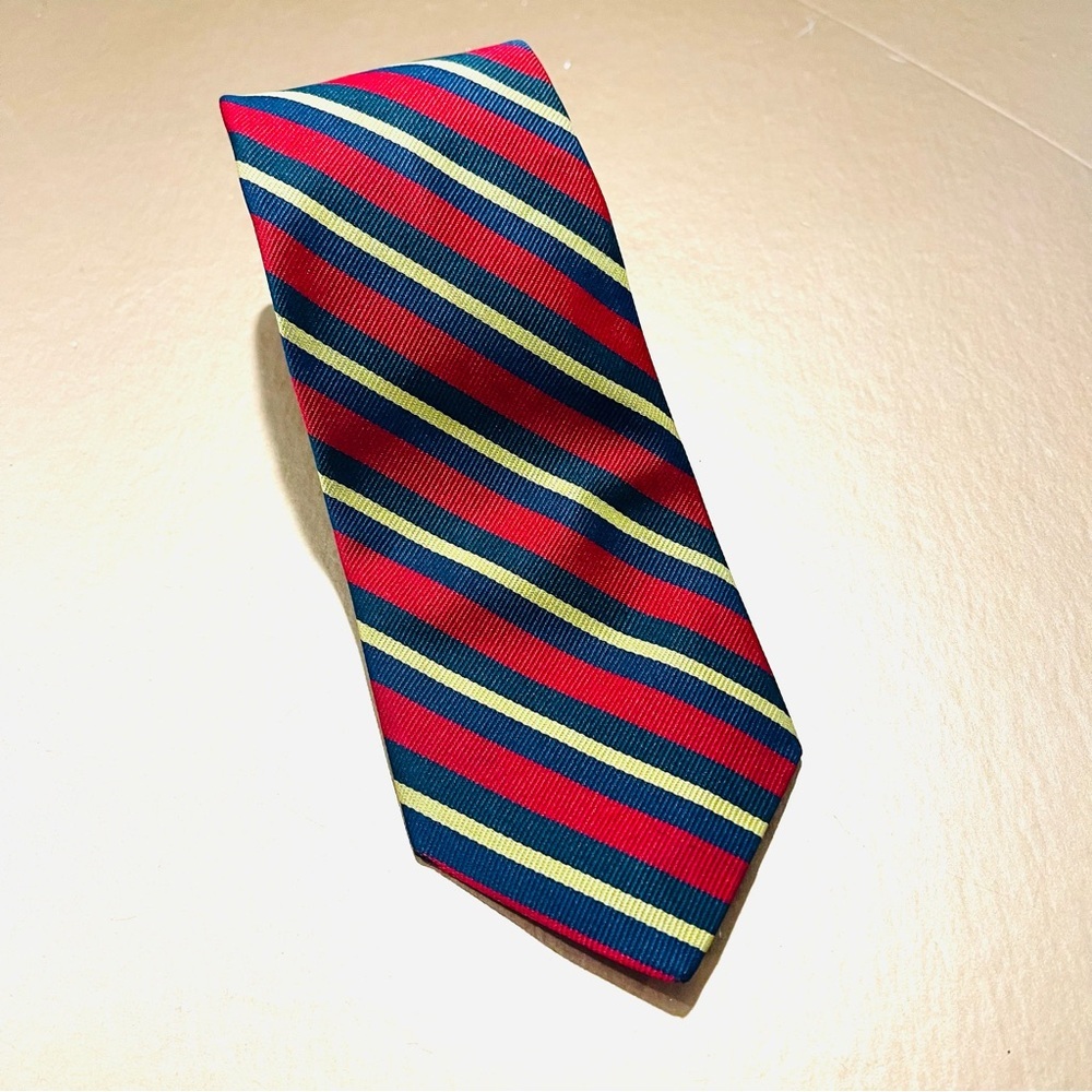 Red Green Yellow Striped Silk Tie